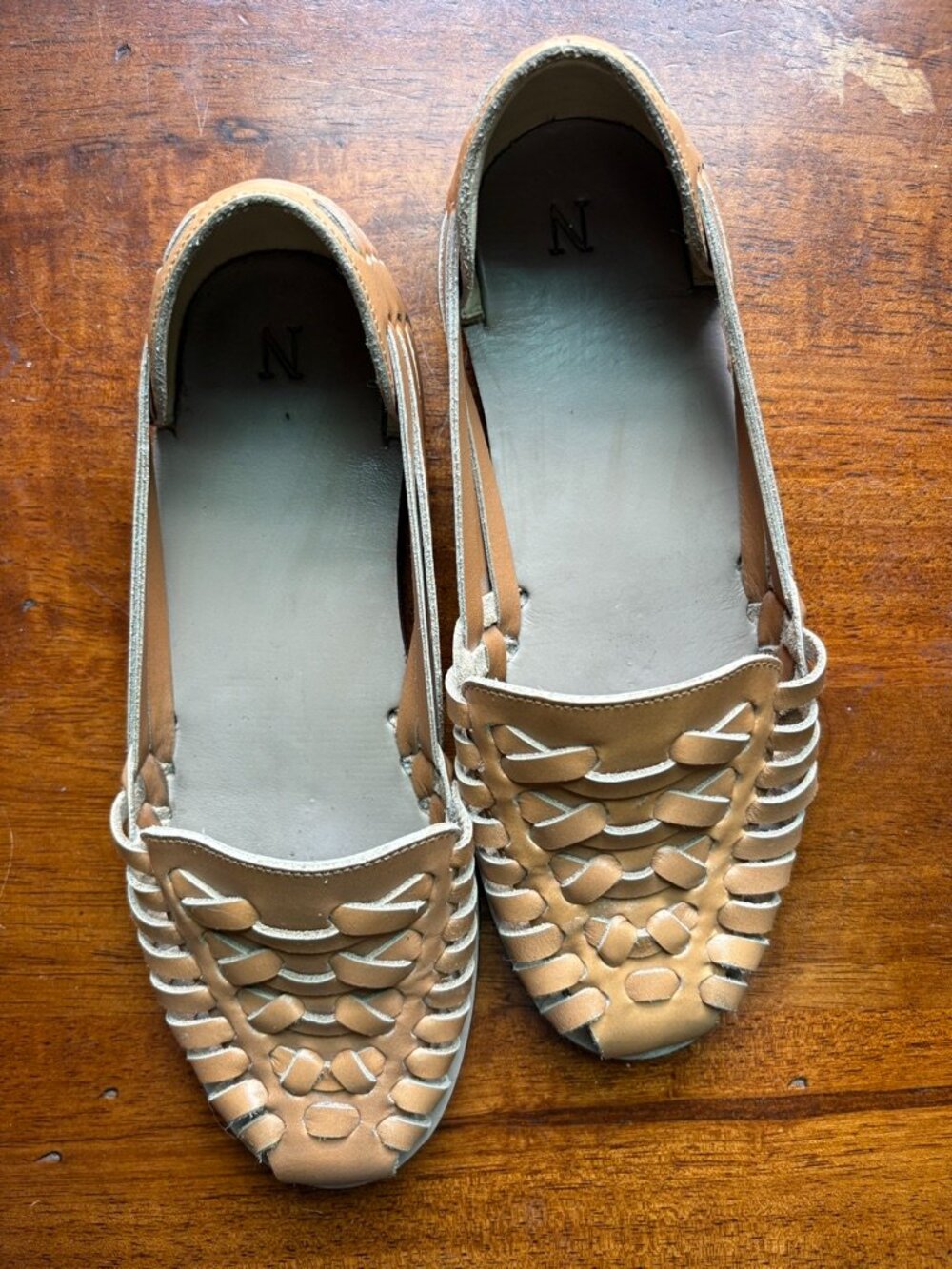 Nisolo Women's Leather Slip On Huarache Sandals in Almond
